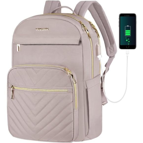 15.6 Inch Laptop Backpack for Women Work Bag Fashion with USB Port, Waterproof - Picture 1 of 6
